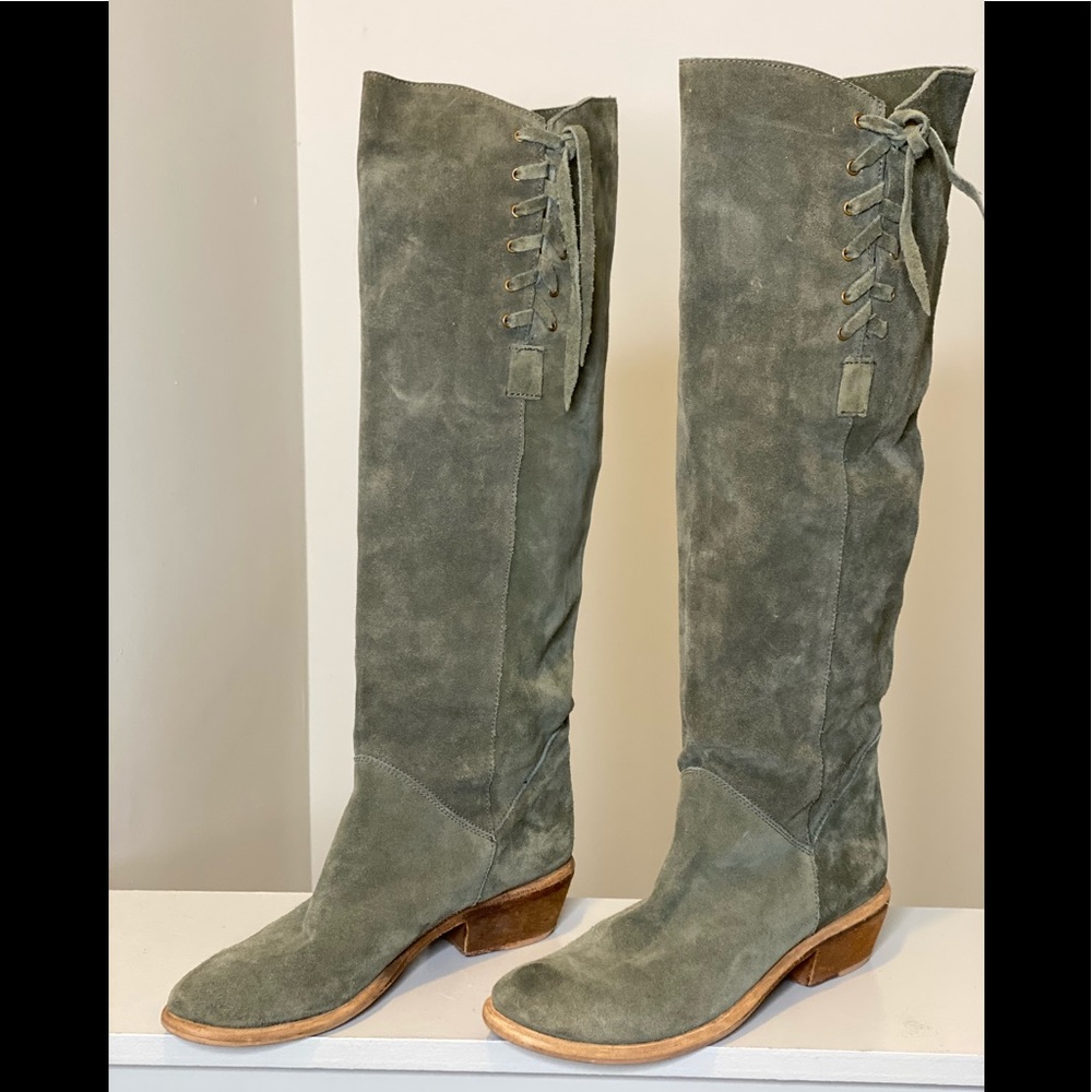 BY Bronx Suede Knee High Grey Boot, 38